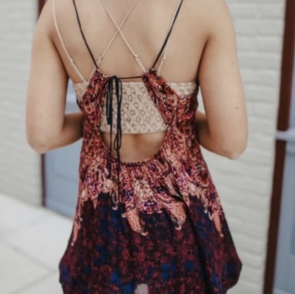 Free People Wave Combo Cami Turquoise Fire Hi Lo Fun - Picture 4 of 4